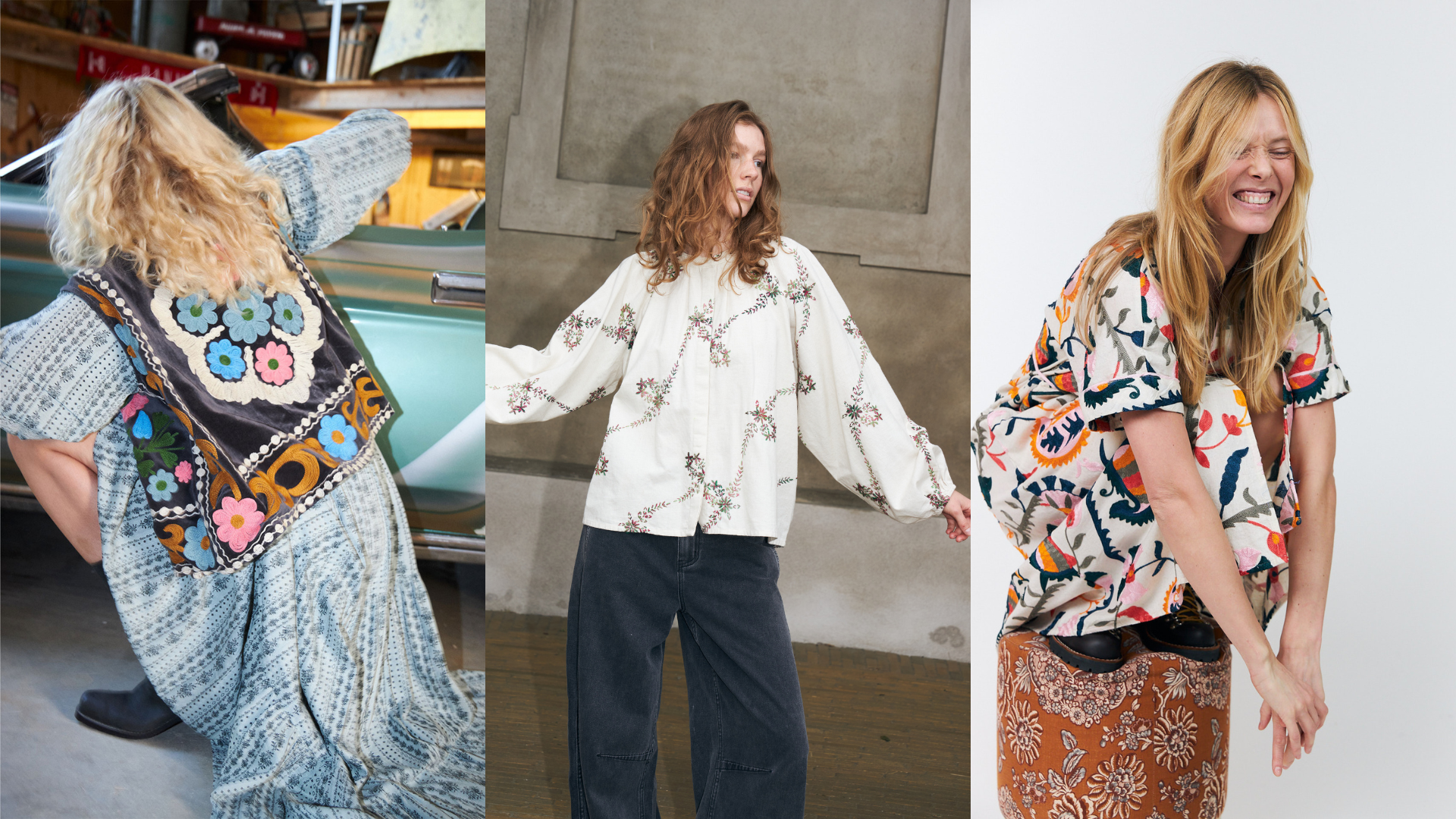Women in embroidered styles