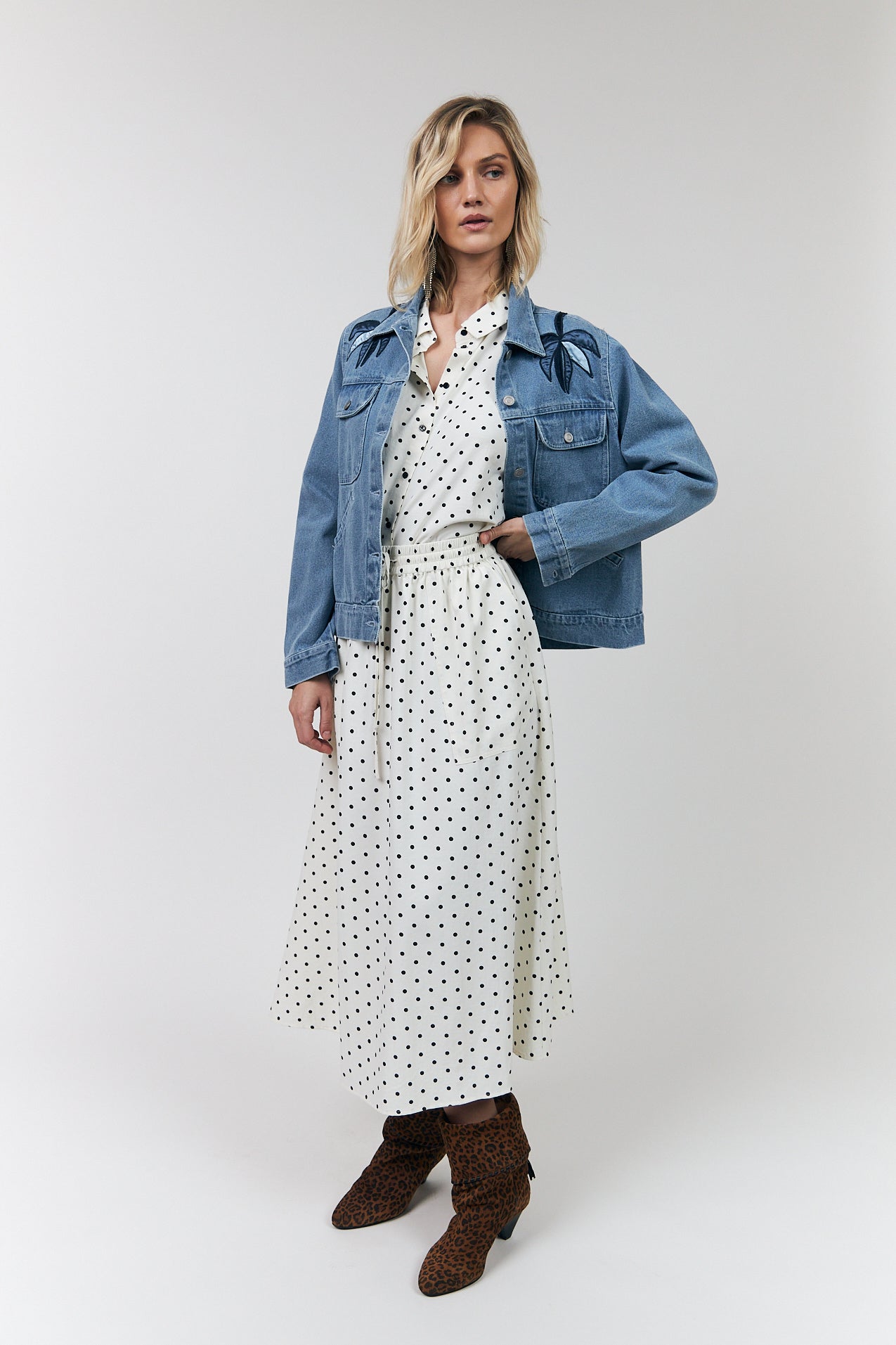 AkaneLL Midi Skirt - Dot Print