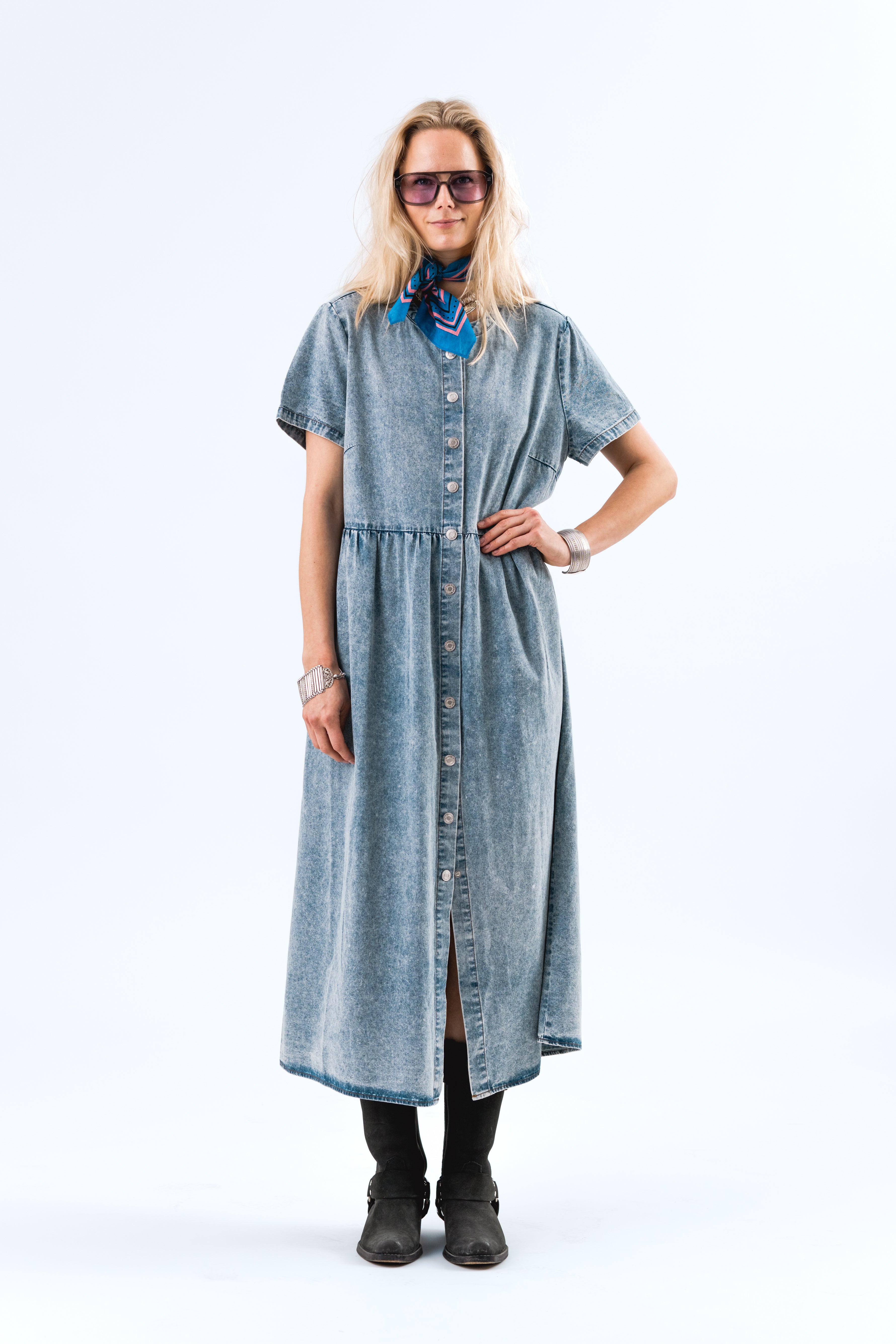 AliyaLl Maxi Dress - Washed Denim