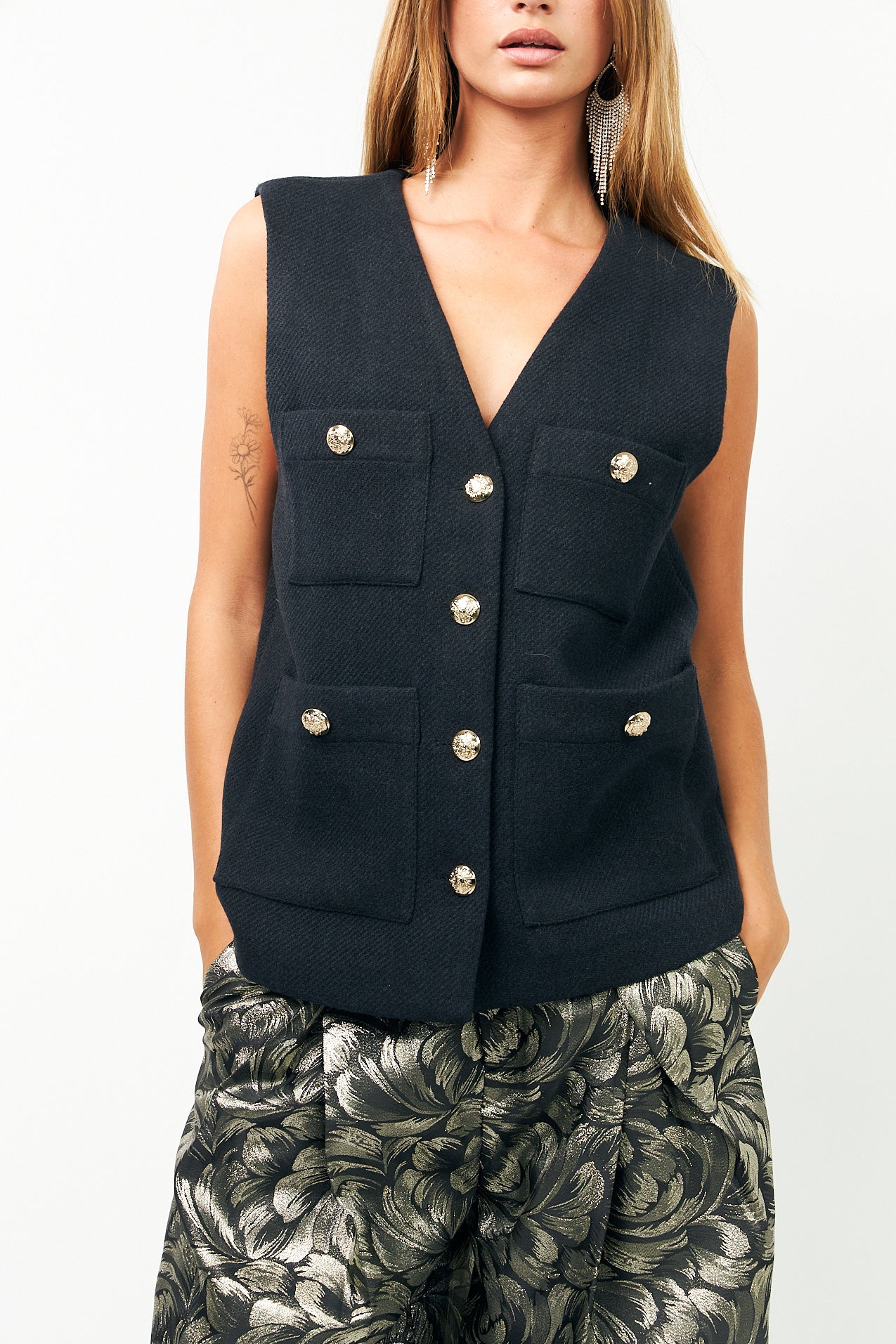 Lollys Laundry Edel Vest Vest 27 Dark Navy
