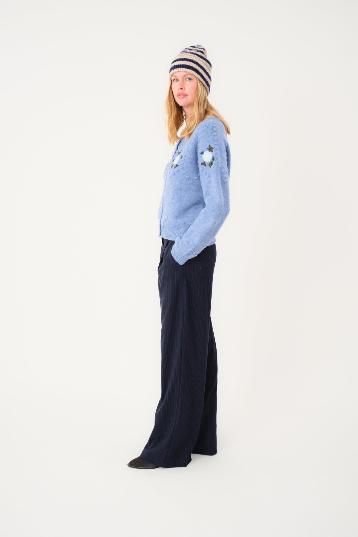 GracelynnLL Knit Cardigan - Blue Melange