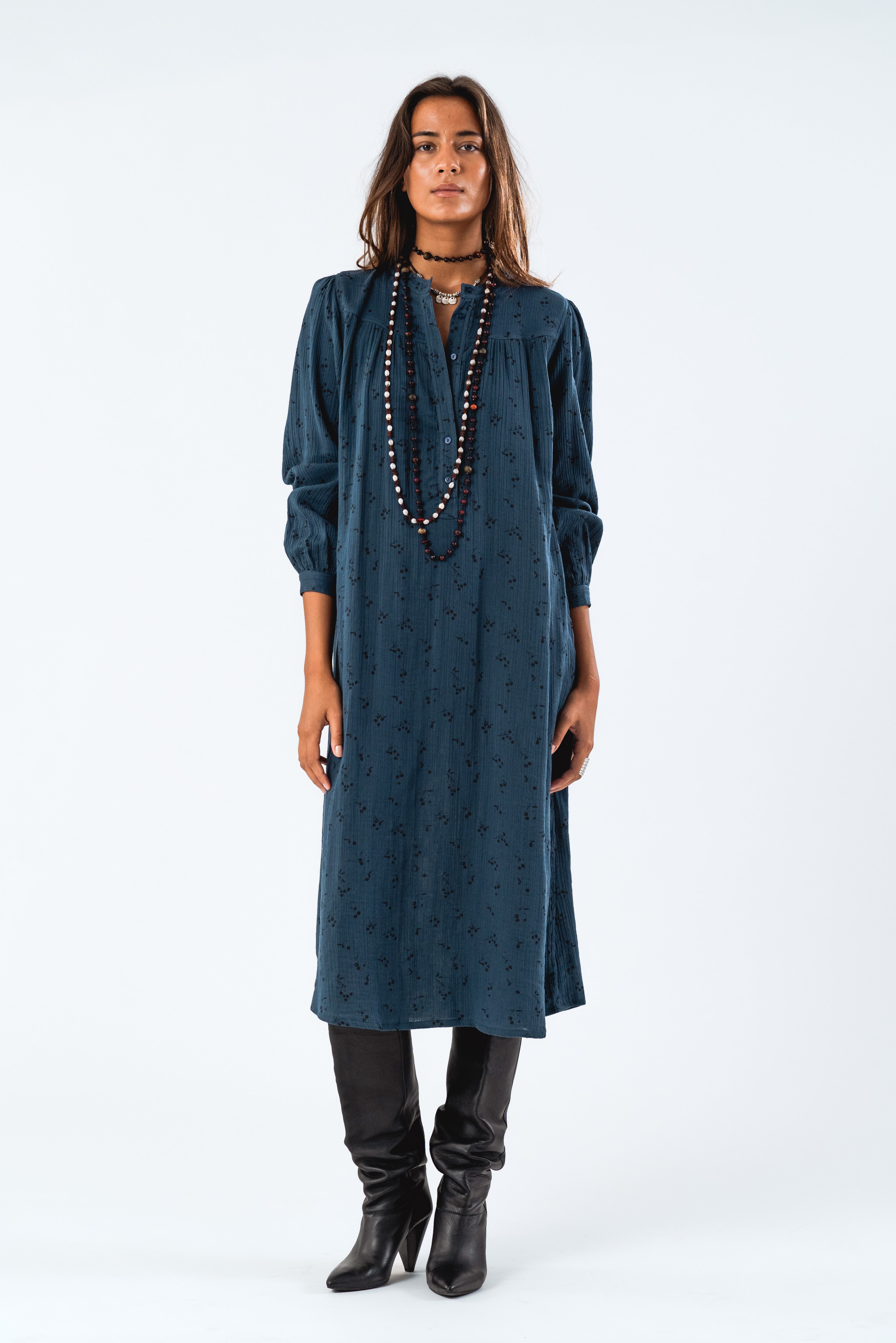 JessLL Midi Dress LS - Dark Blue