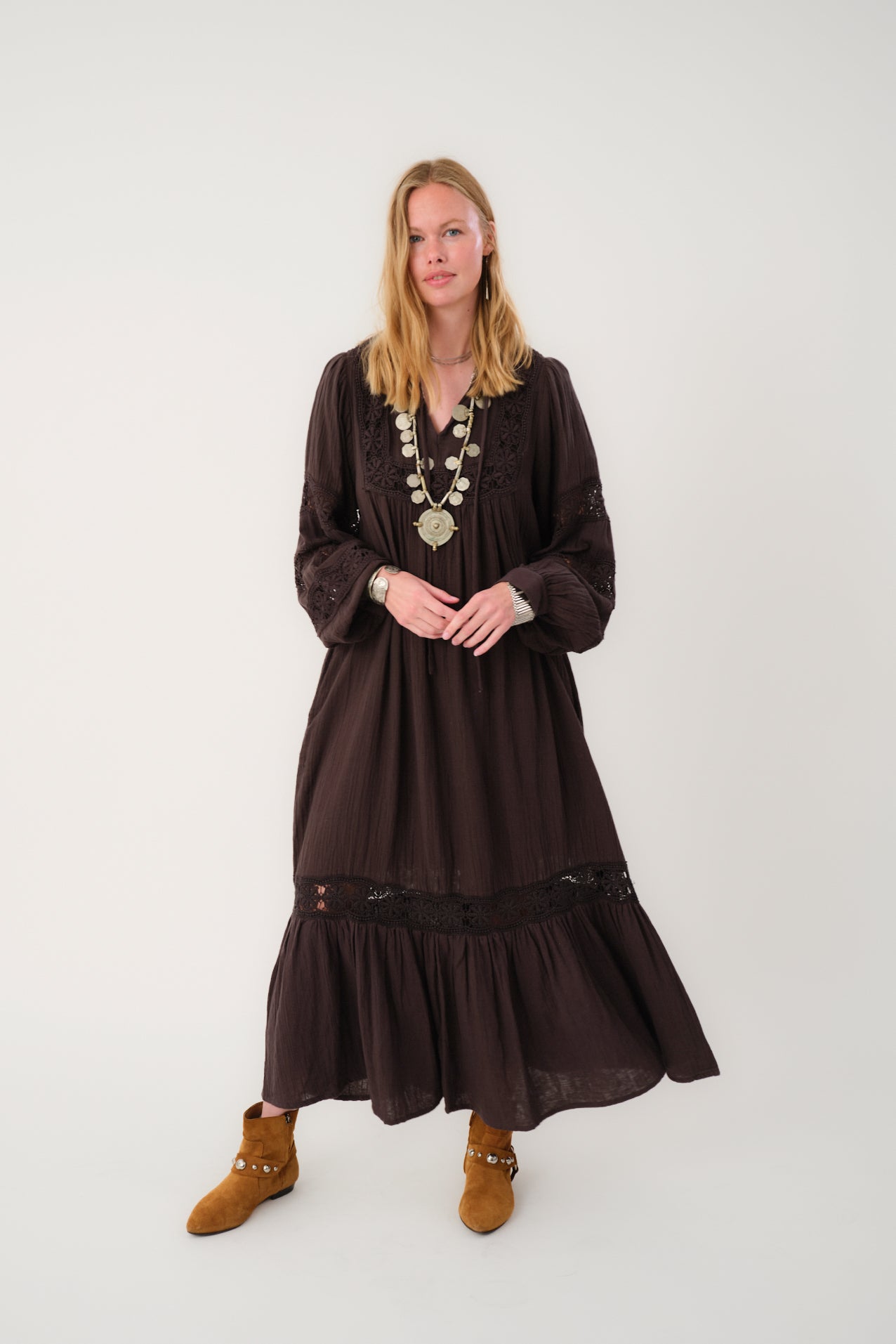 Lollys Laundry LatourLL Lace Maxi Dress Dress 87 Dark Mokka