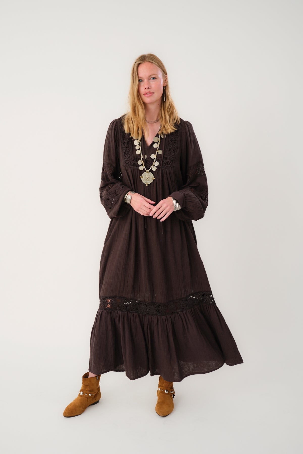Lollys Laundry LatourLL Lace Maxi Dress Dress 87 Dark Mokka