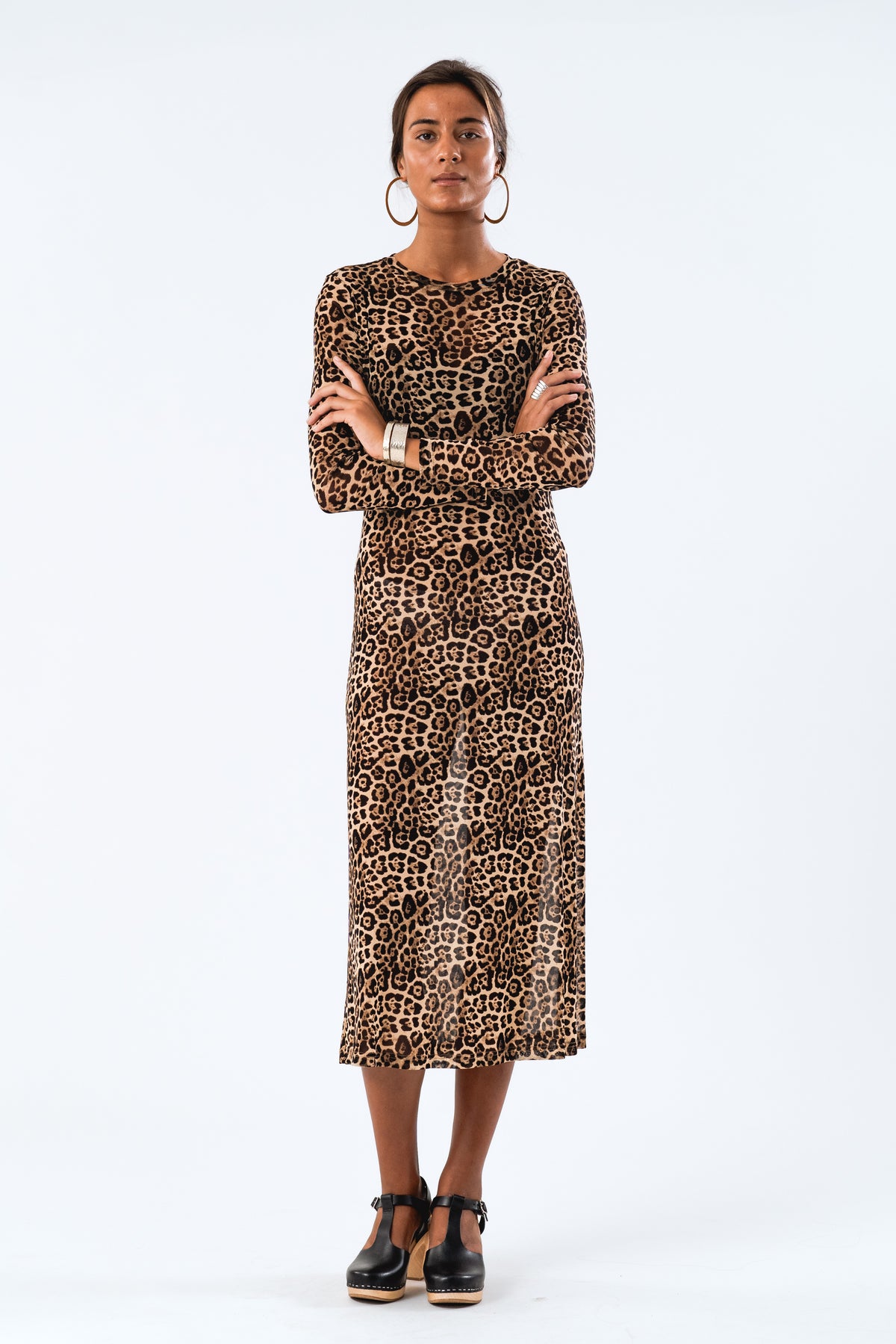 LoganLL Maxi Dress LS - Leopard Print