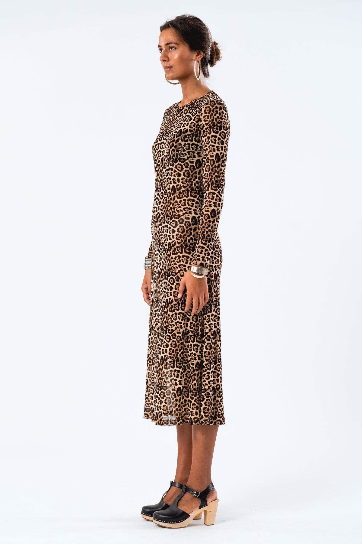LoganLL Maxi Dress LS - Leopard Print