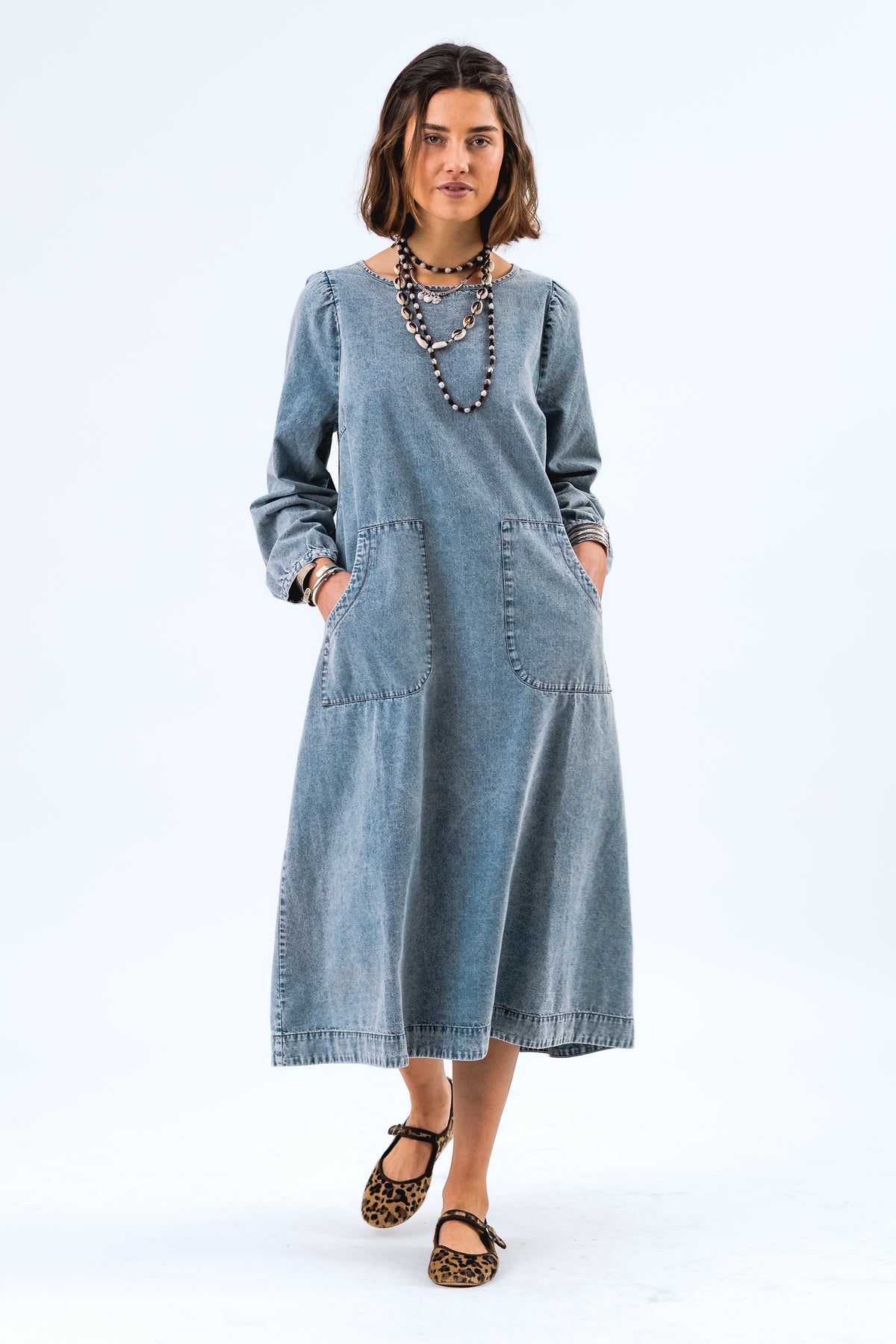 Lollys Laundry LucasLL Midi Dress Dress 100 Washed Denim