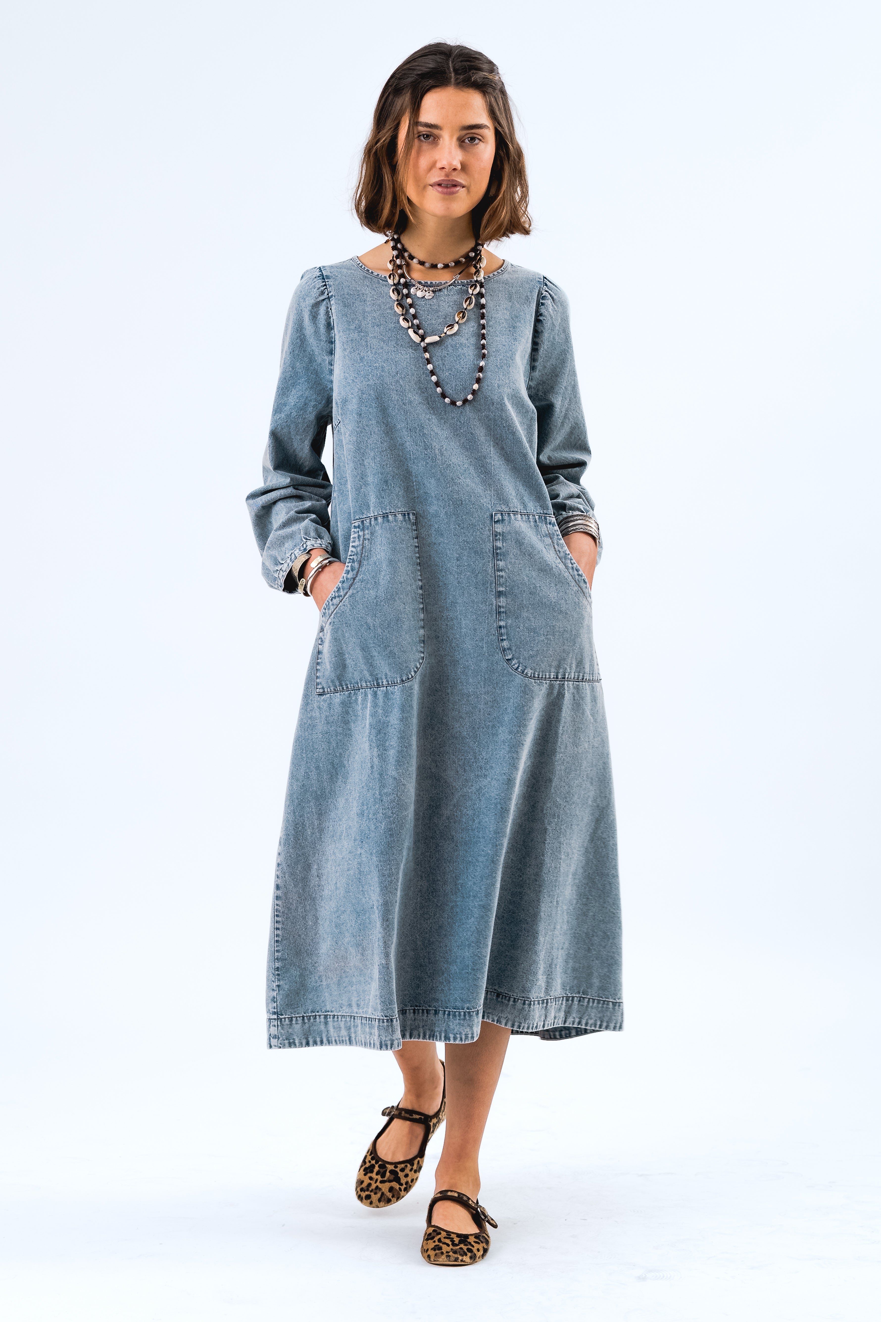 LucasLL Midi Dress - Washed Denim