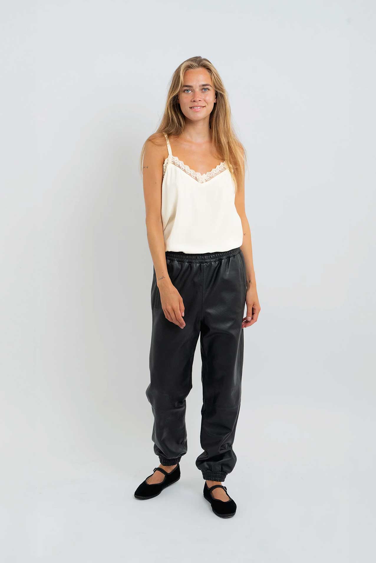 Mona Leather Pants - Black