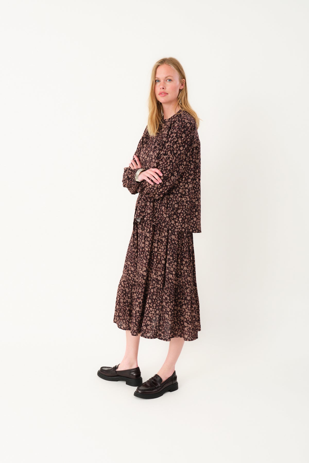 Lollys Laundry MorningLL Midi Skirt Skirt 87 Dark Mokka