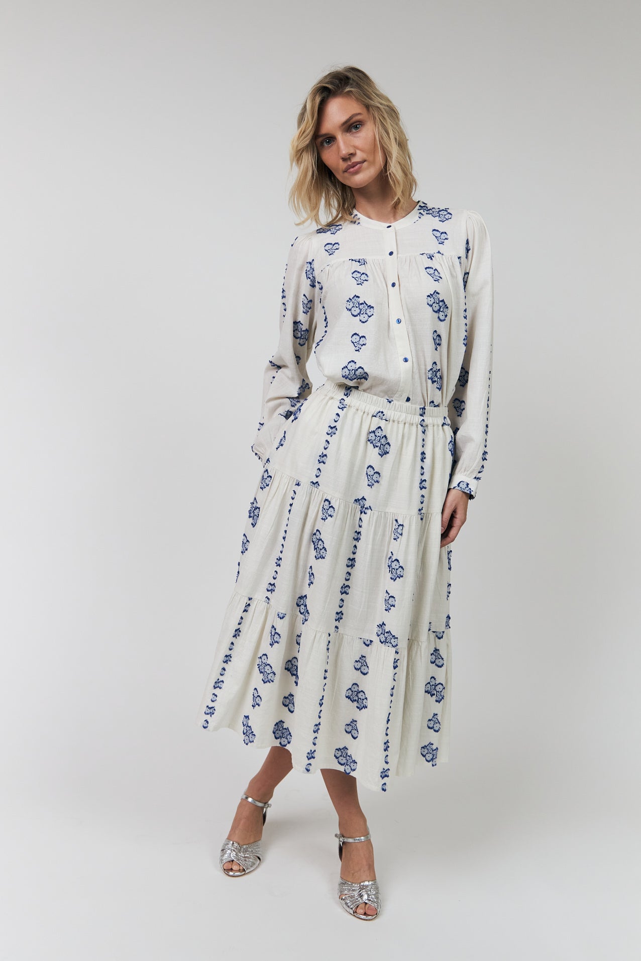 Lollys Laundry MorningLL Midi Skirt Skirt 02 Creme