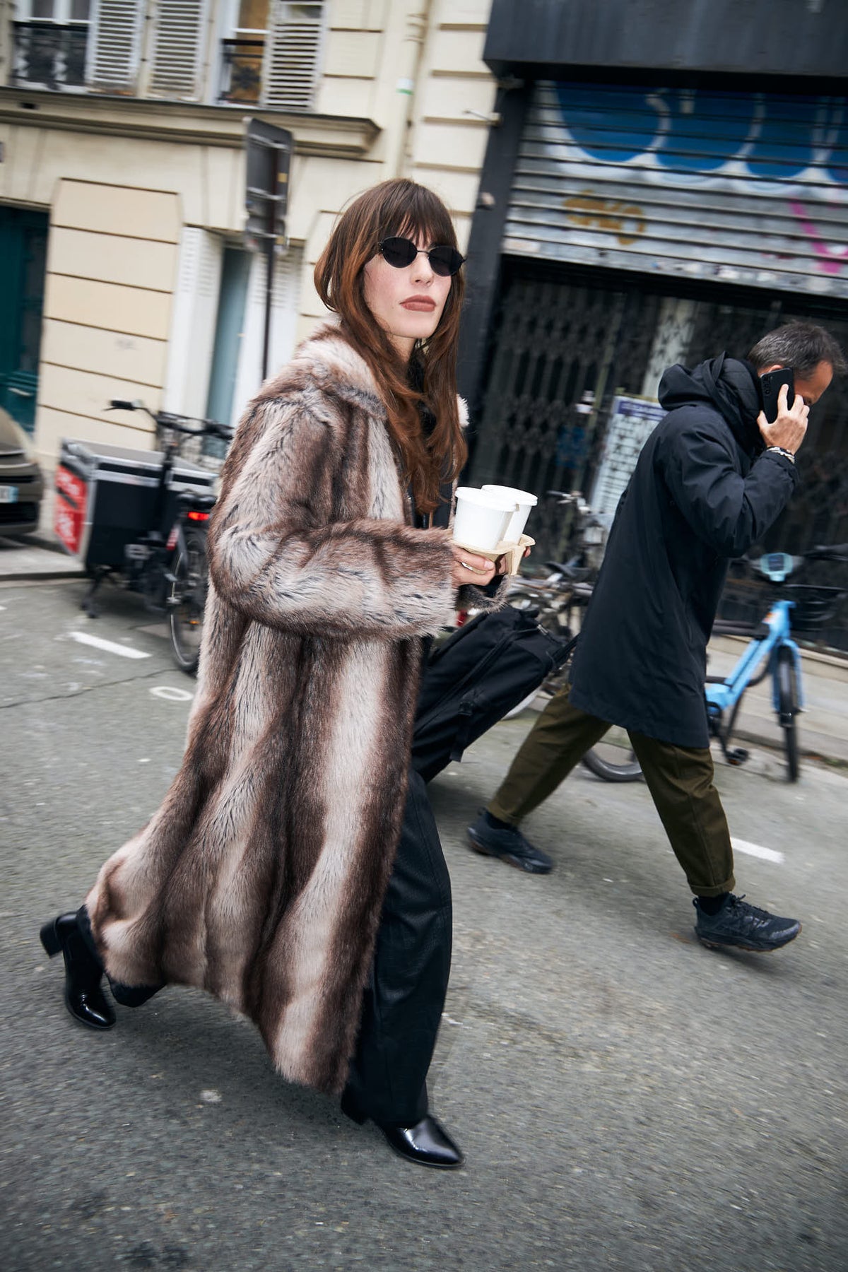 PetuniaLL Long Faux Fur Jacket - Brown