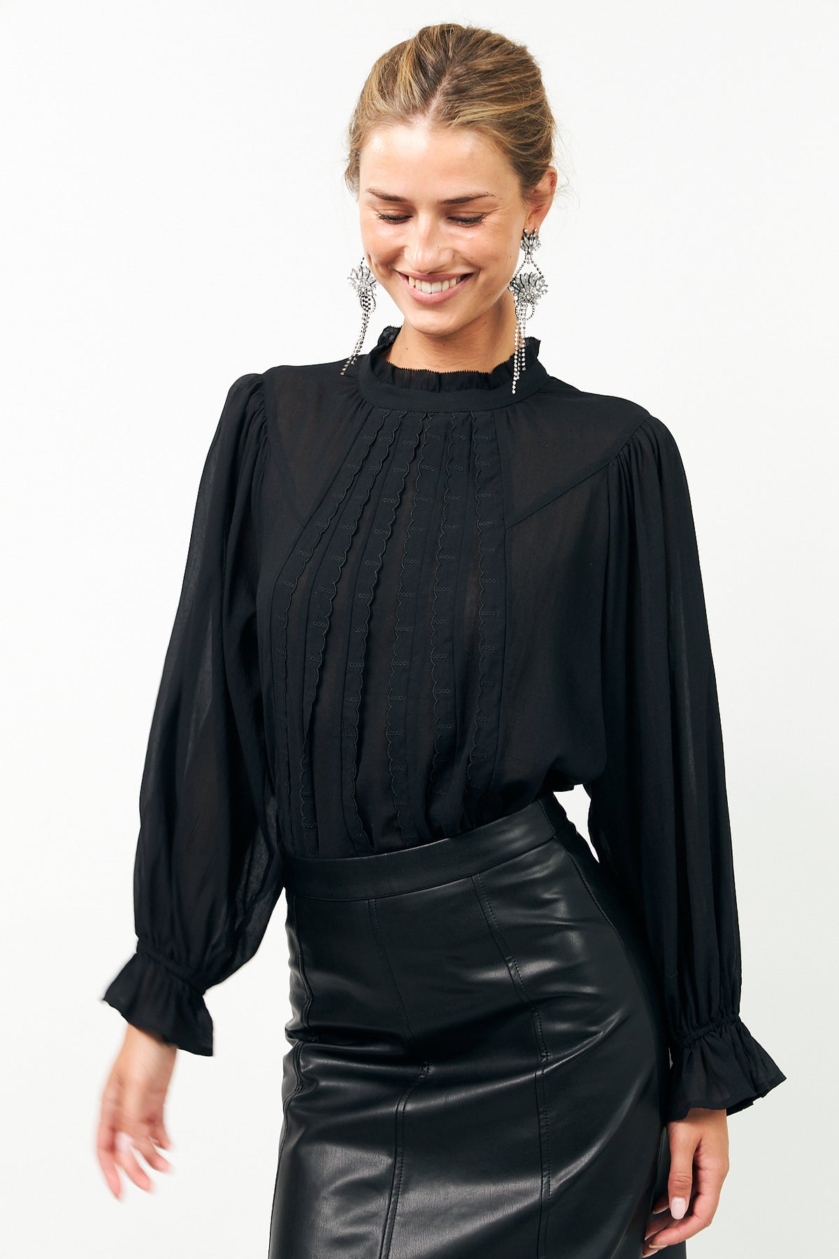 Lollys Laundry PresleyLL Blouse Shirt 18 Washed Black