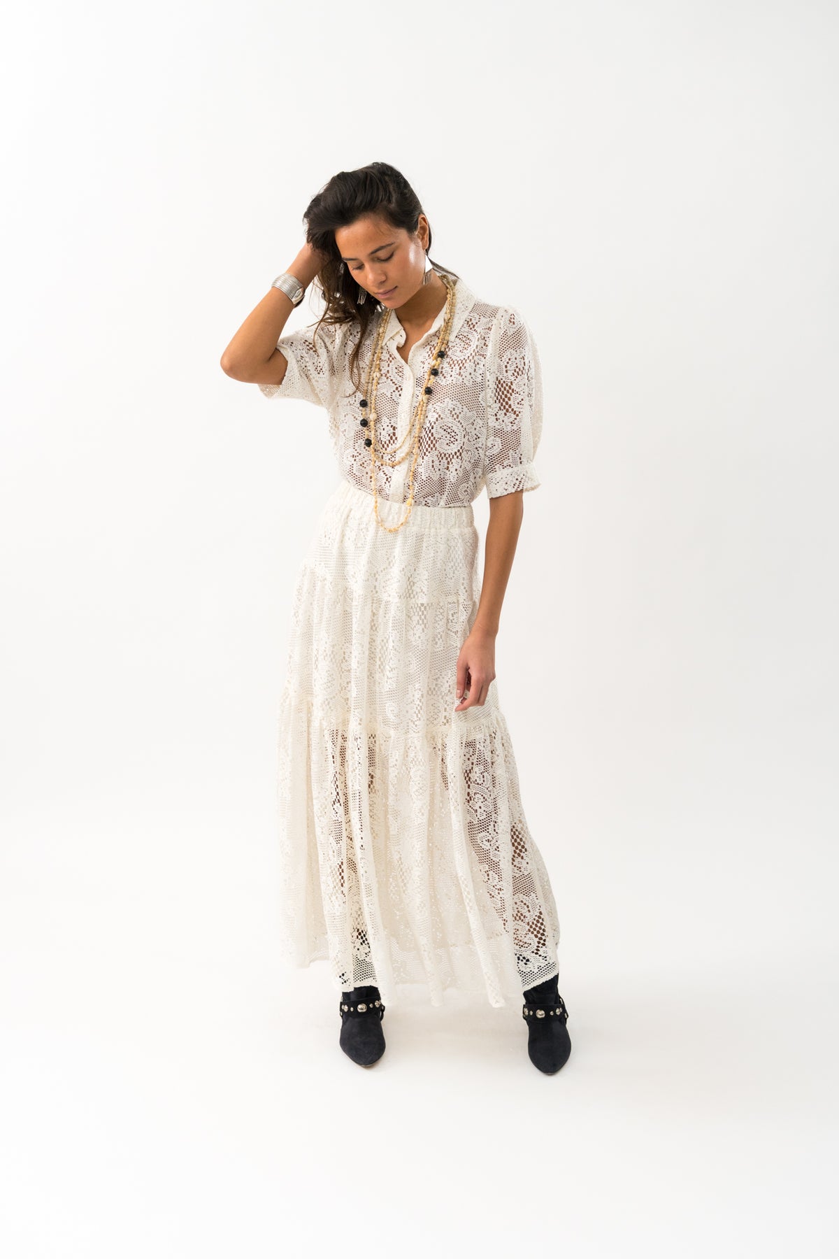 Lollys Laundry SunsetLL Maxi Skirt Skirt 02 Creme