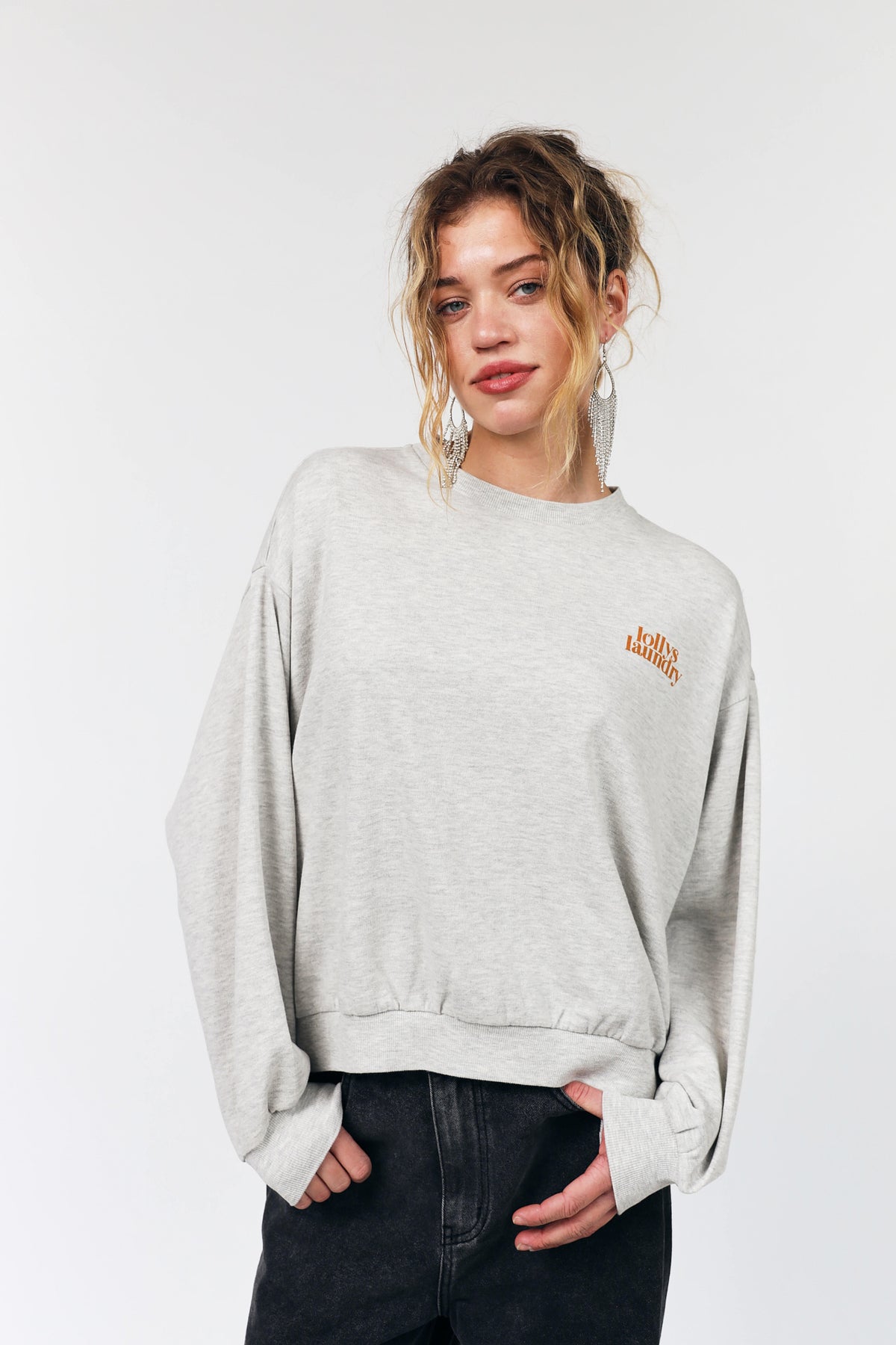 Lollys Laundry SydneyLL Butterfly Sweatshirt Sweatshirt 13 Light Grey Melange