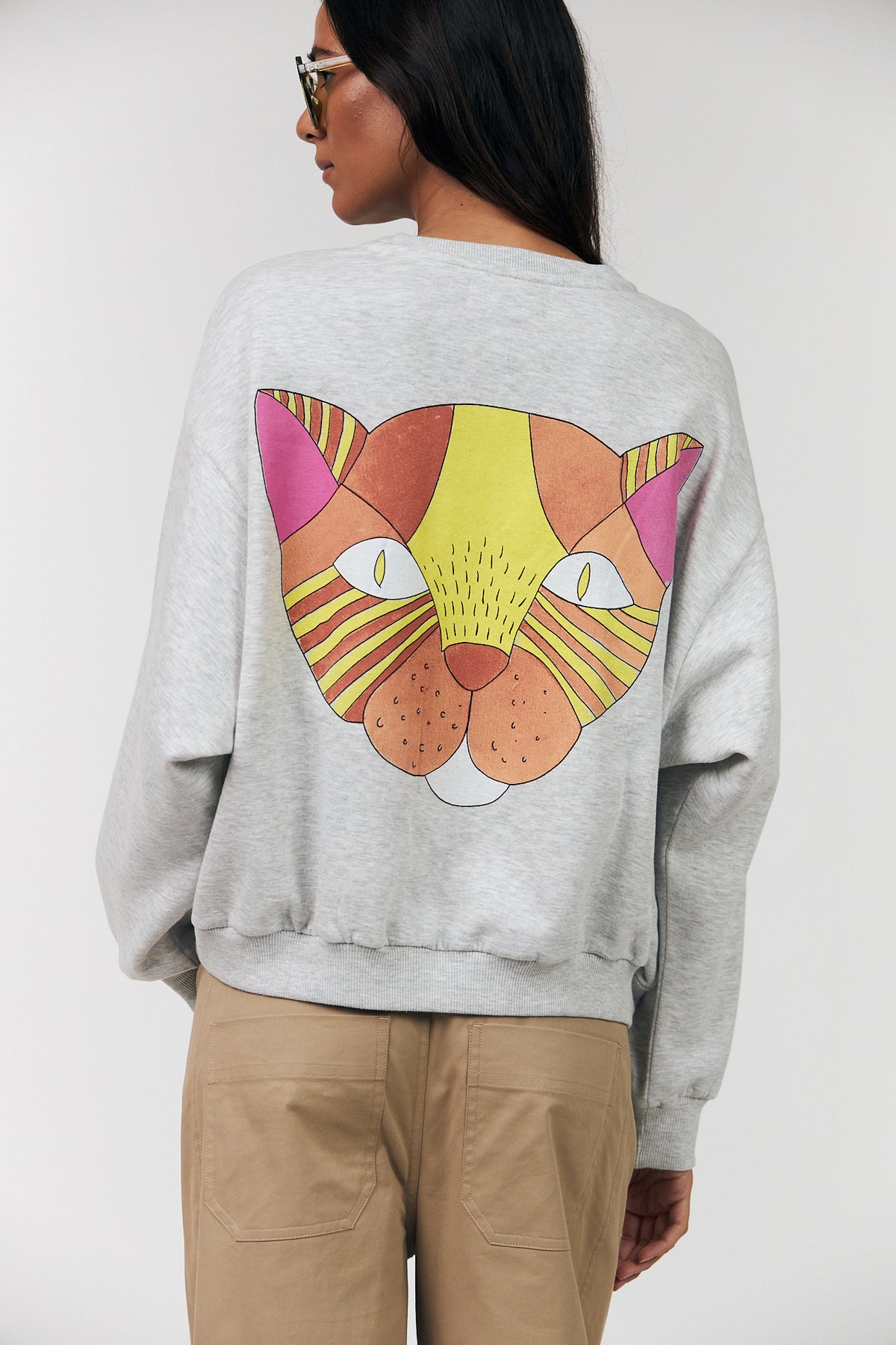Lollys Laundry SydneyLL Cat Sweatshirt Sweatshirt 13 Light Grey Melange