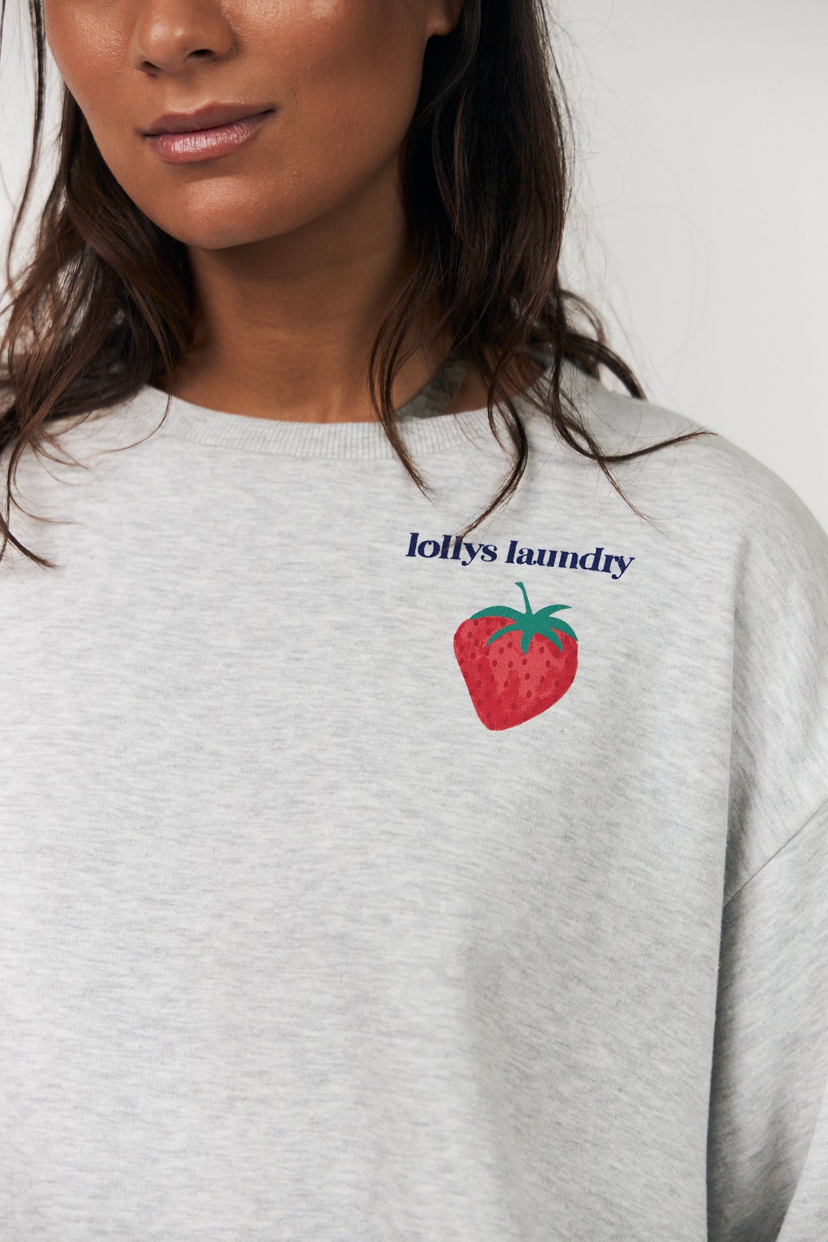 SydneyLL Strawberry Sweatshirt - Light Grey Melange