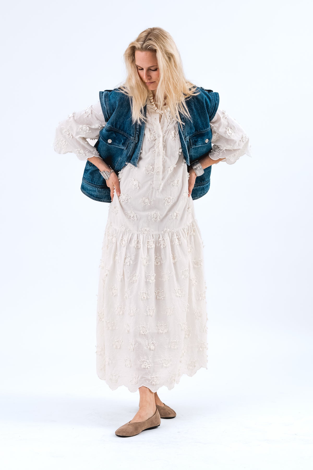 Lollys Laundry TimorLL Midi Dress Dress 02 Creme
