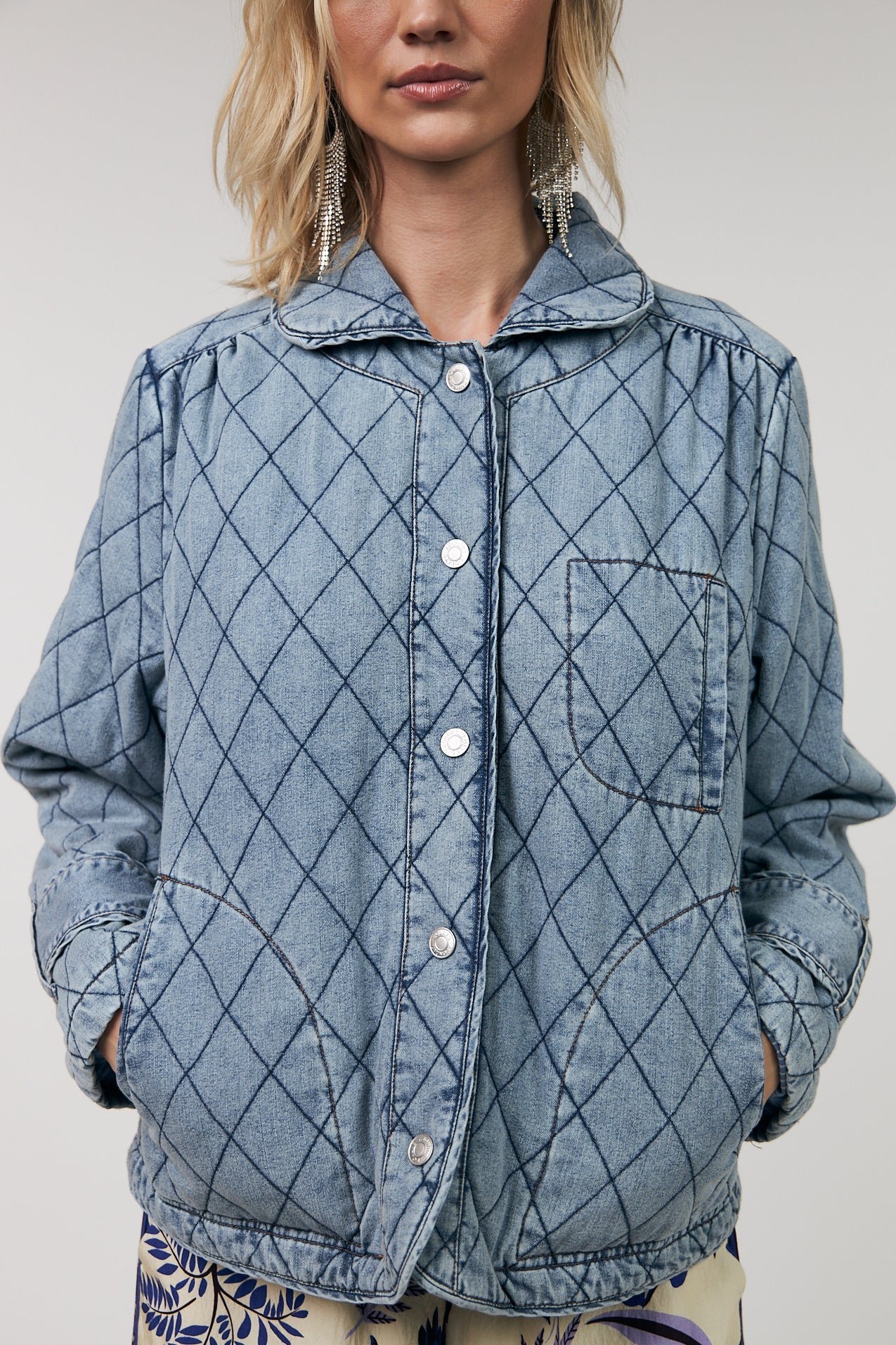 Lollys Laundry ViolaLL Quilted Jacket Jacket 100 Washed Denim