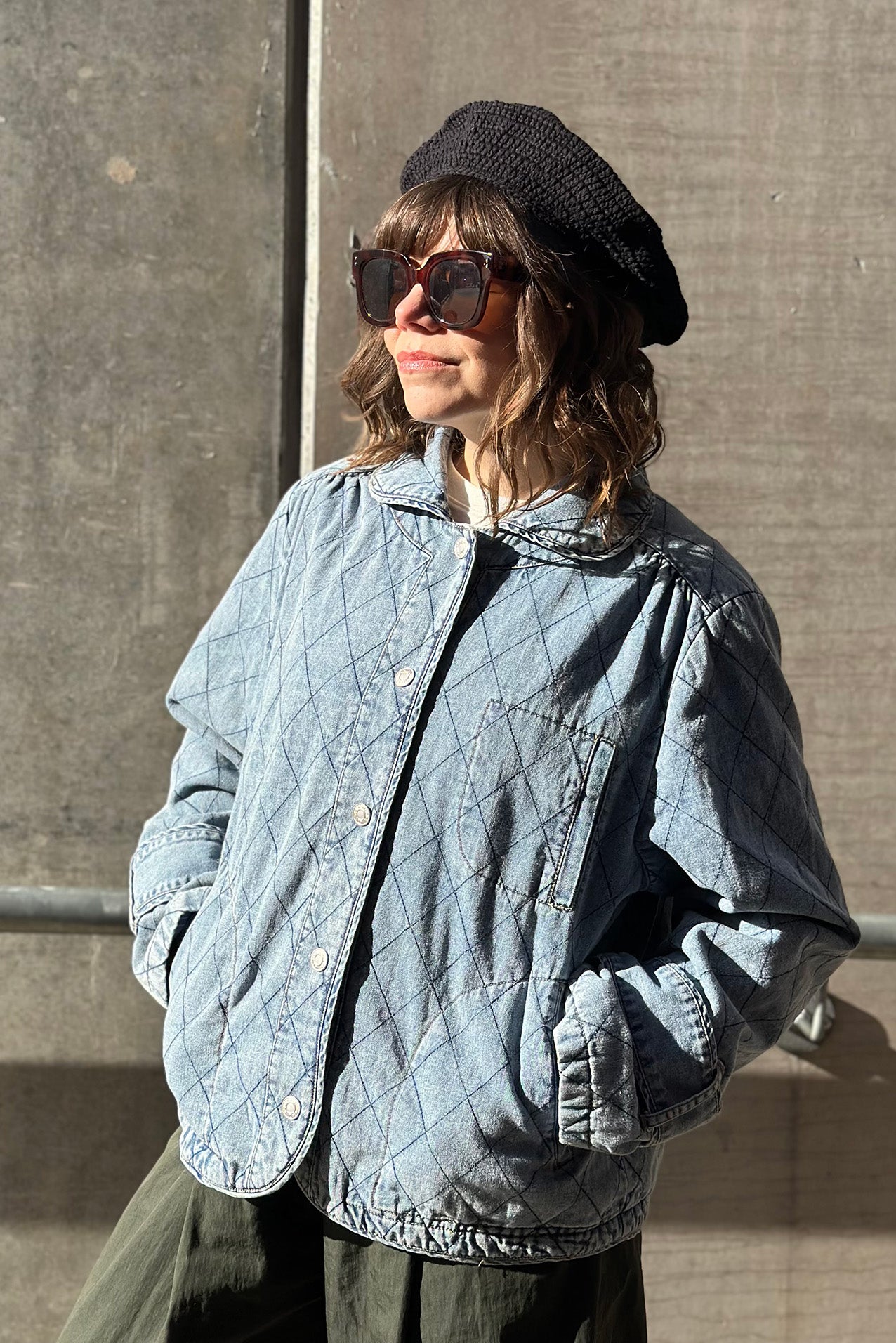 ViolaLL Quilted Jacket - Washed Denim