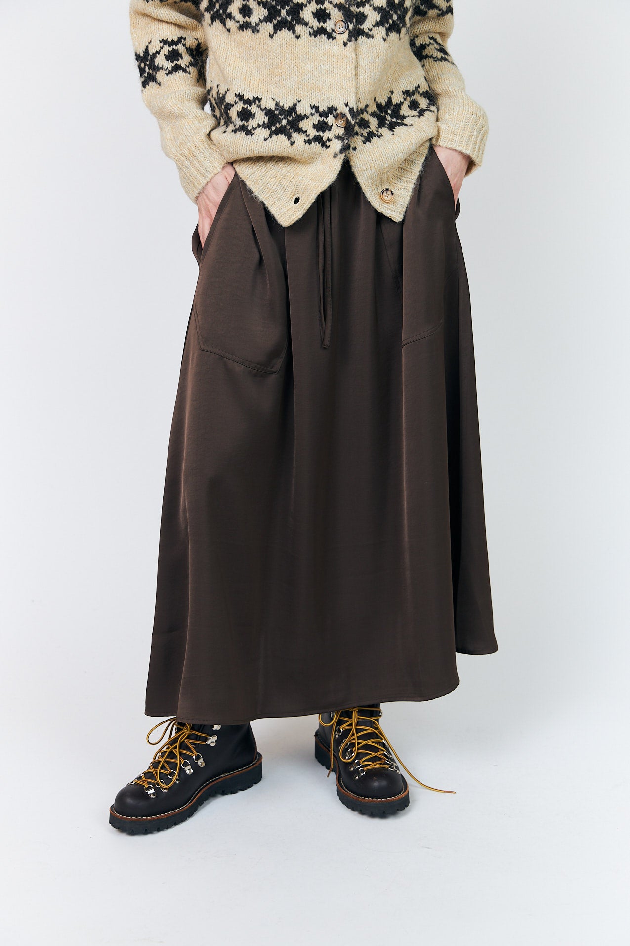 Lollys Laundry AkaneLL Midi Skirt Skirt 87 Dark Mokka