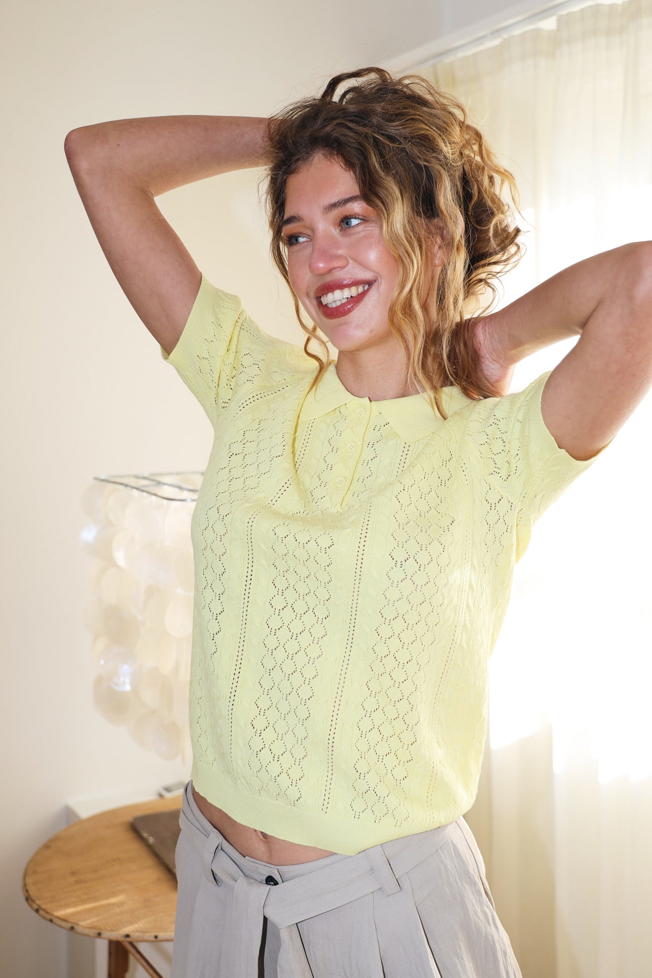 AlaiaLL Polo Knit - Neon Yellow