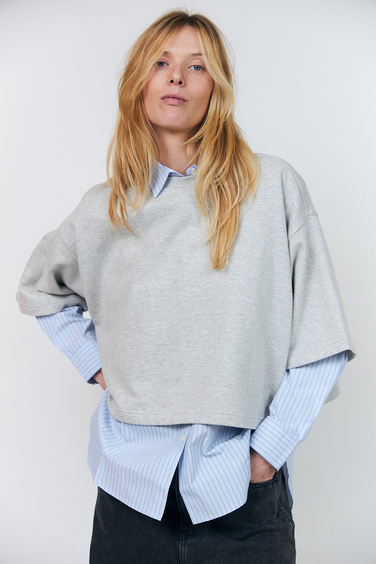 Lollys Laundry DanLL Boxy Sweatshirt Sweatshirt  13 Light Grey Melange