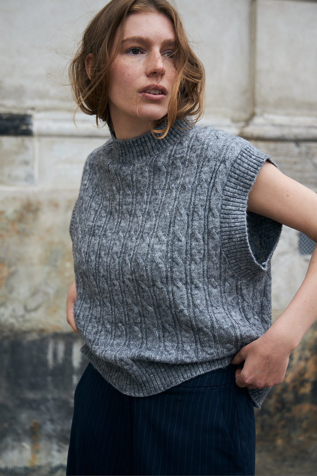 Lollys Laundry FinnLL Knit Vest Vest 11 Grey Melange