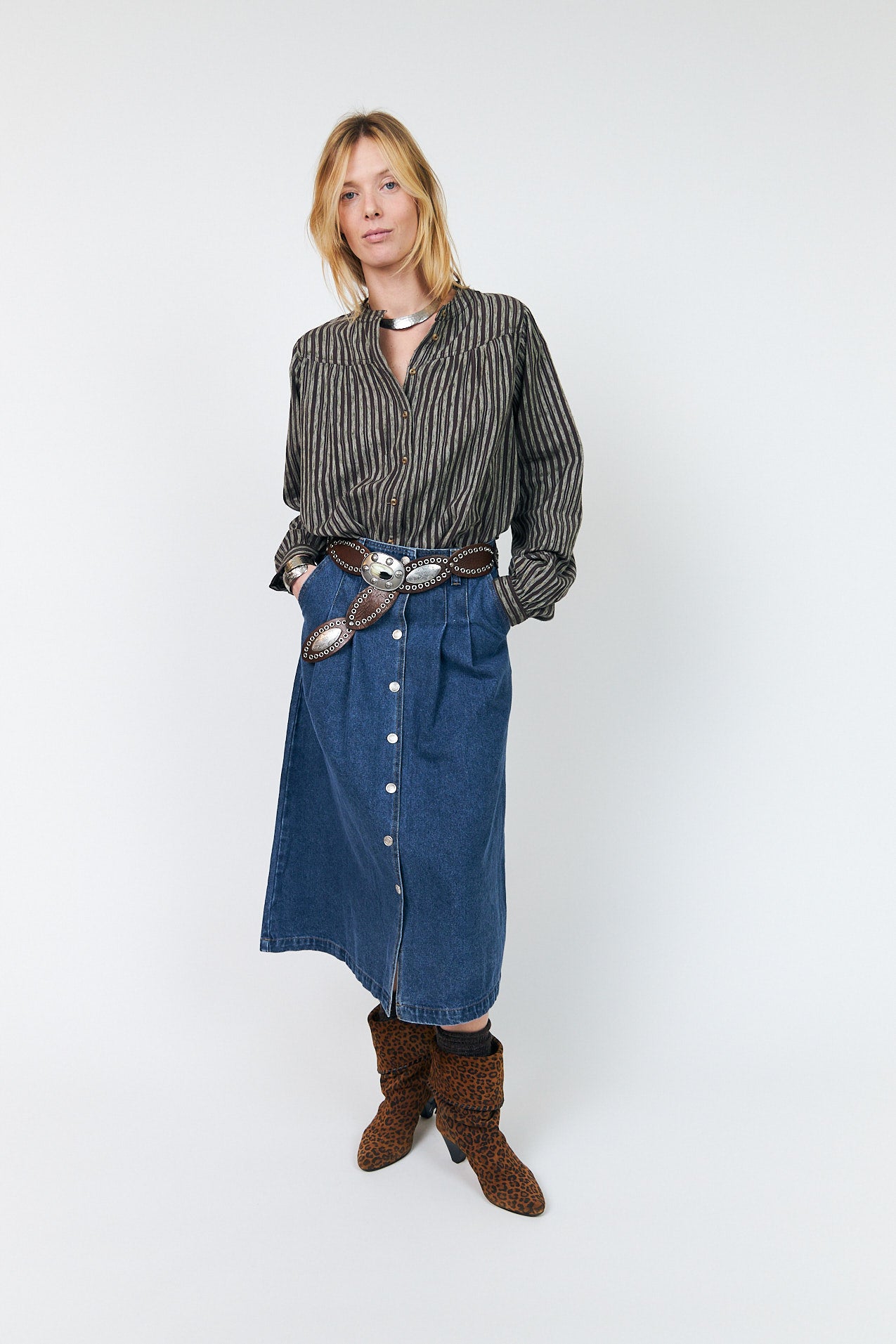 LennonLL Midi Skirt - Dark Blue