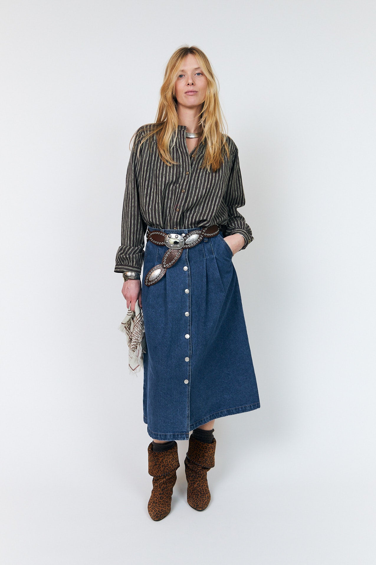 LennonLL Midi Skirt - Dark Blue