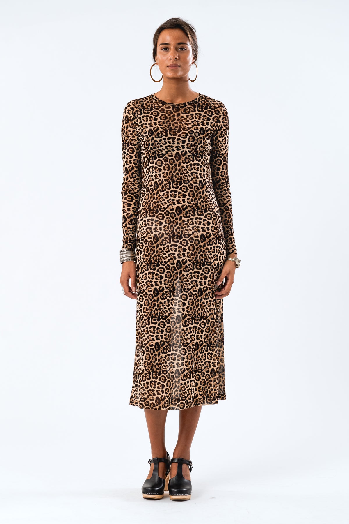 LoganLL Maxi Dress LS - Leopard Print