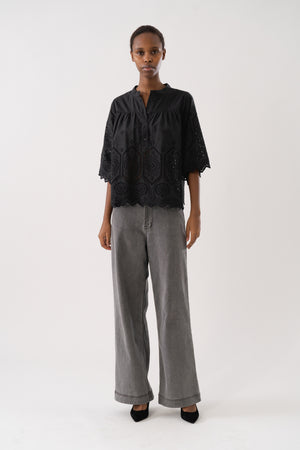 LouiseLL Blouse SS - Washed Black