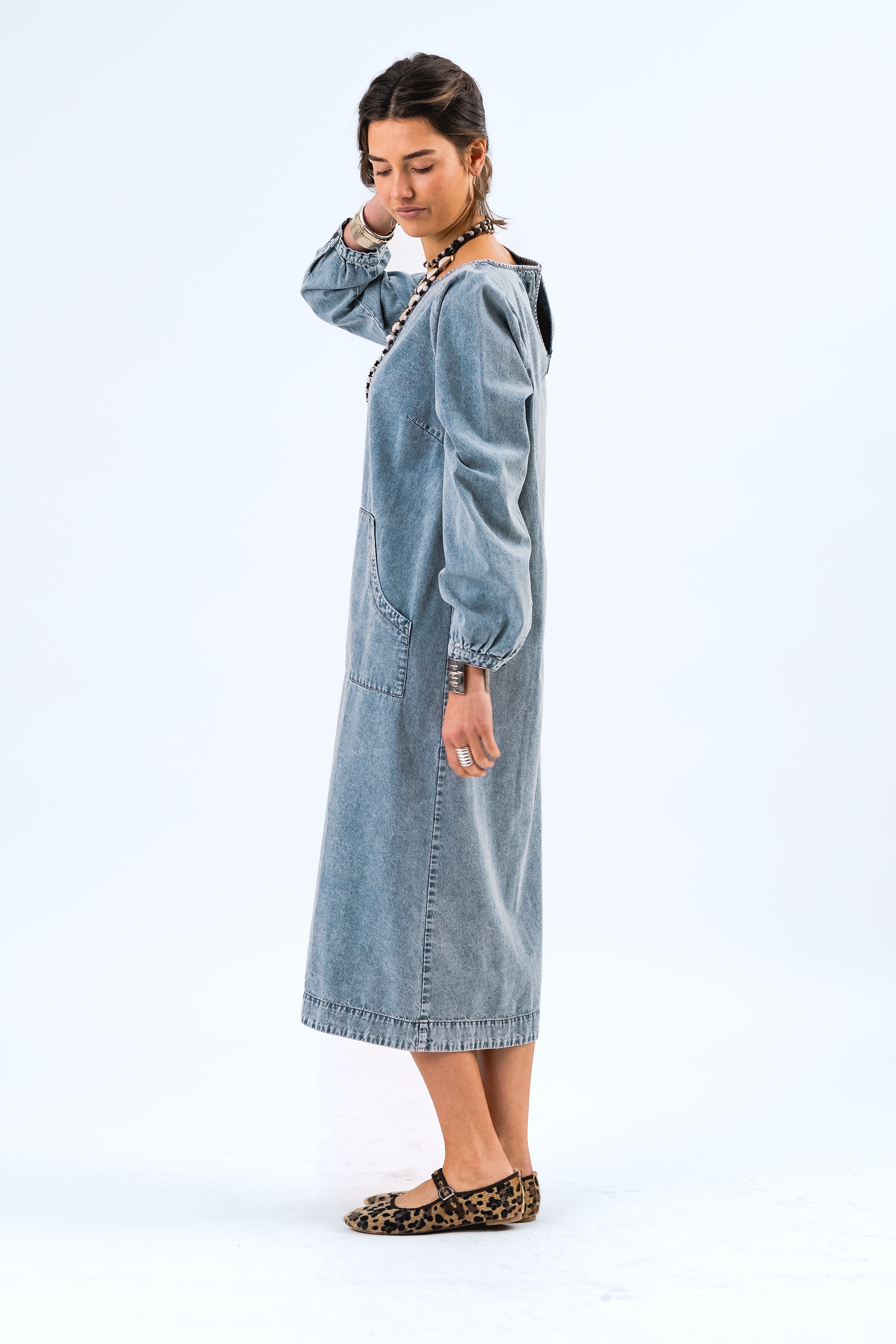 Lollys Laundry LucasLL Midi Dress LS Dress 100 Washed Denim