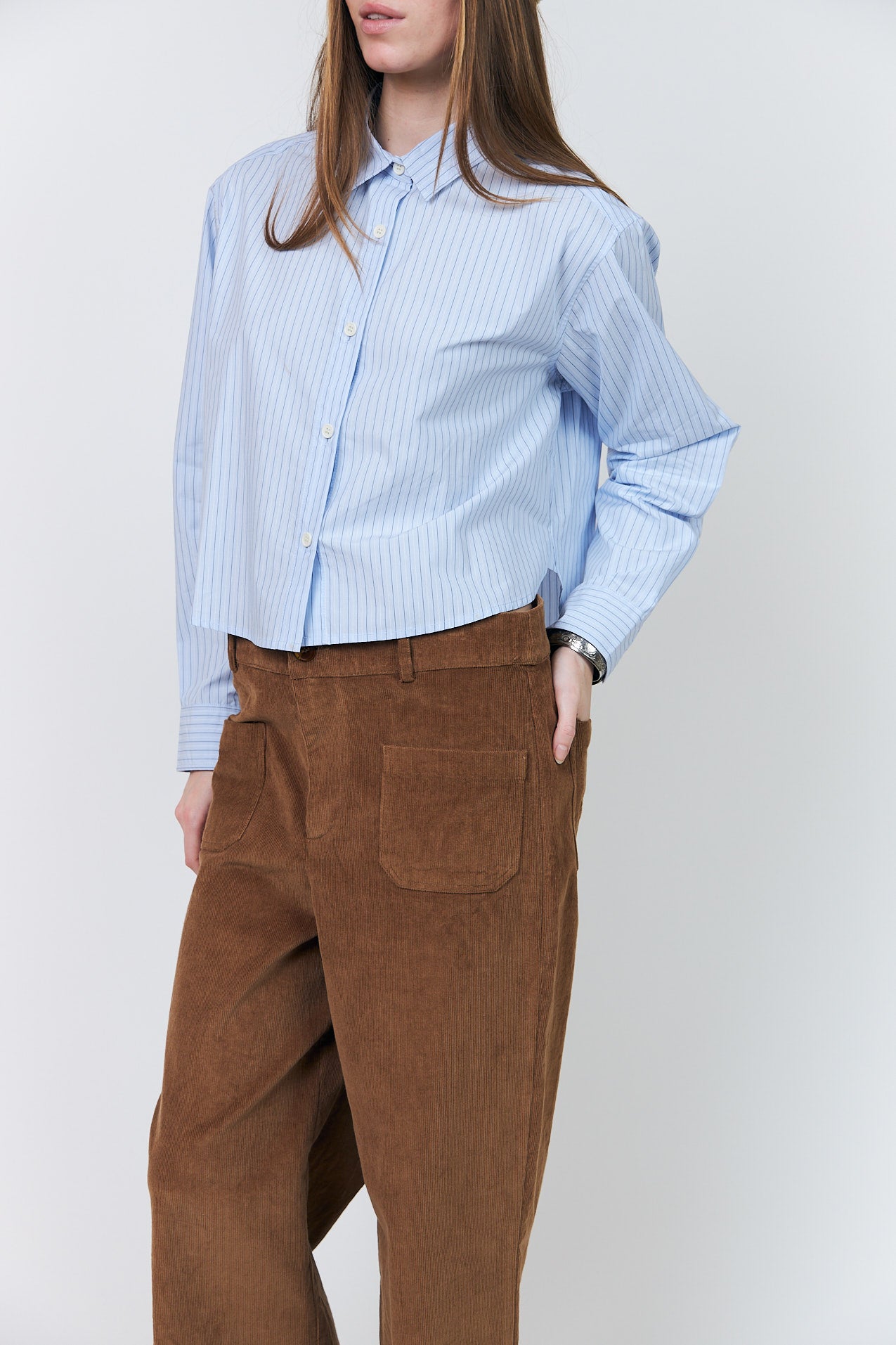 MarinaLL Cropped Shirt - Light Blue