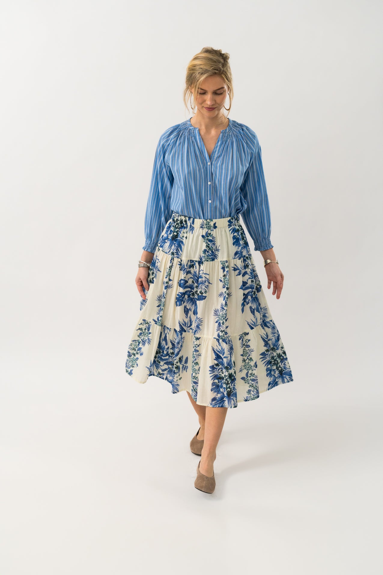 Lollys Laundry MorningLL Midi Skirt Skirt 20 Blue