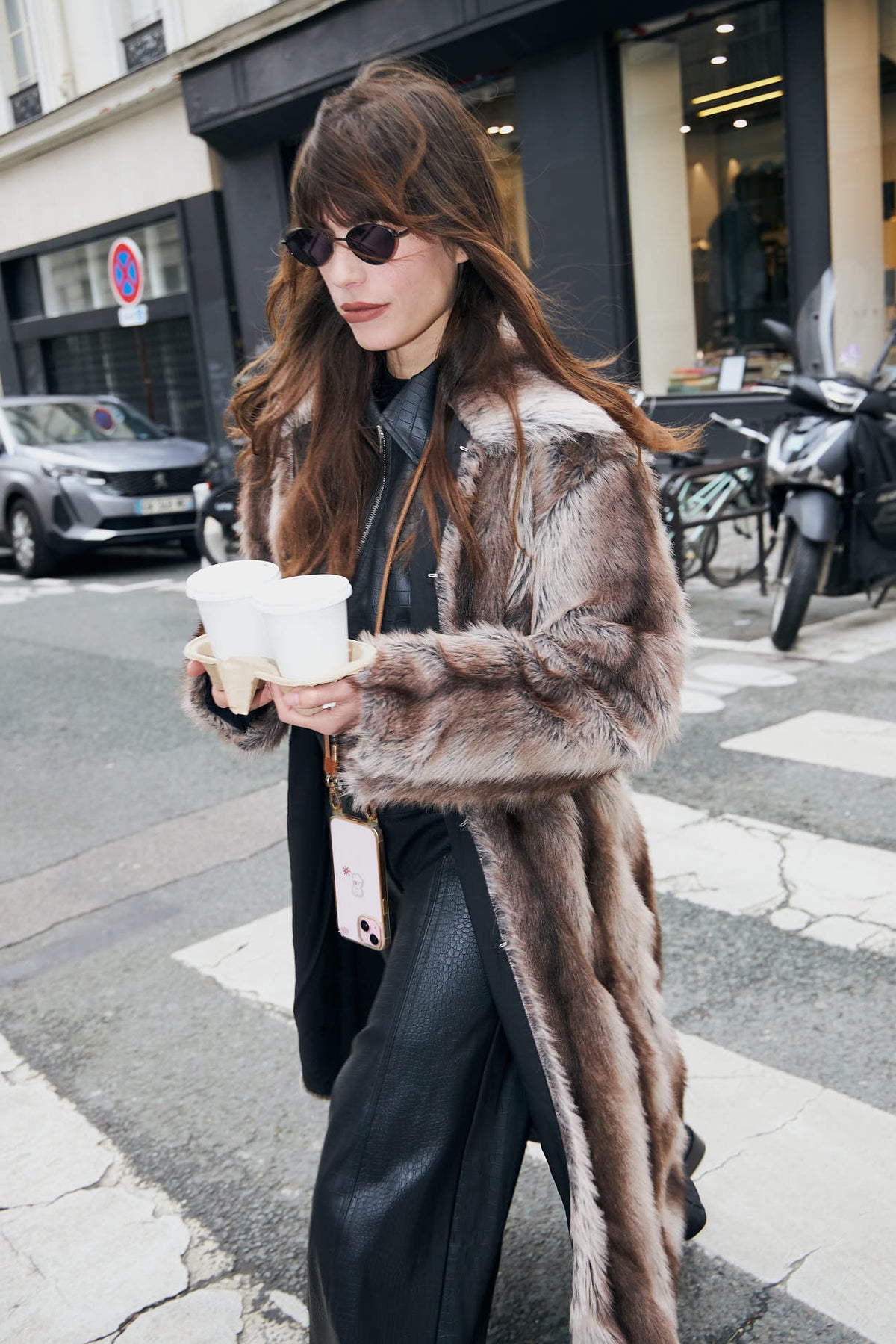 PetuniaLL Long Faux Fur Jacket - Brown