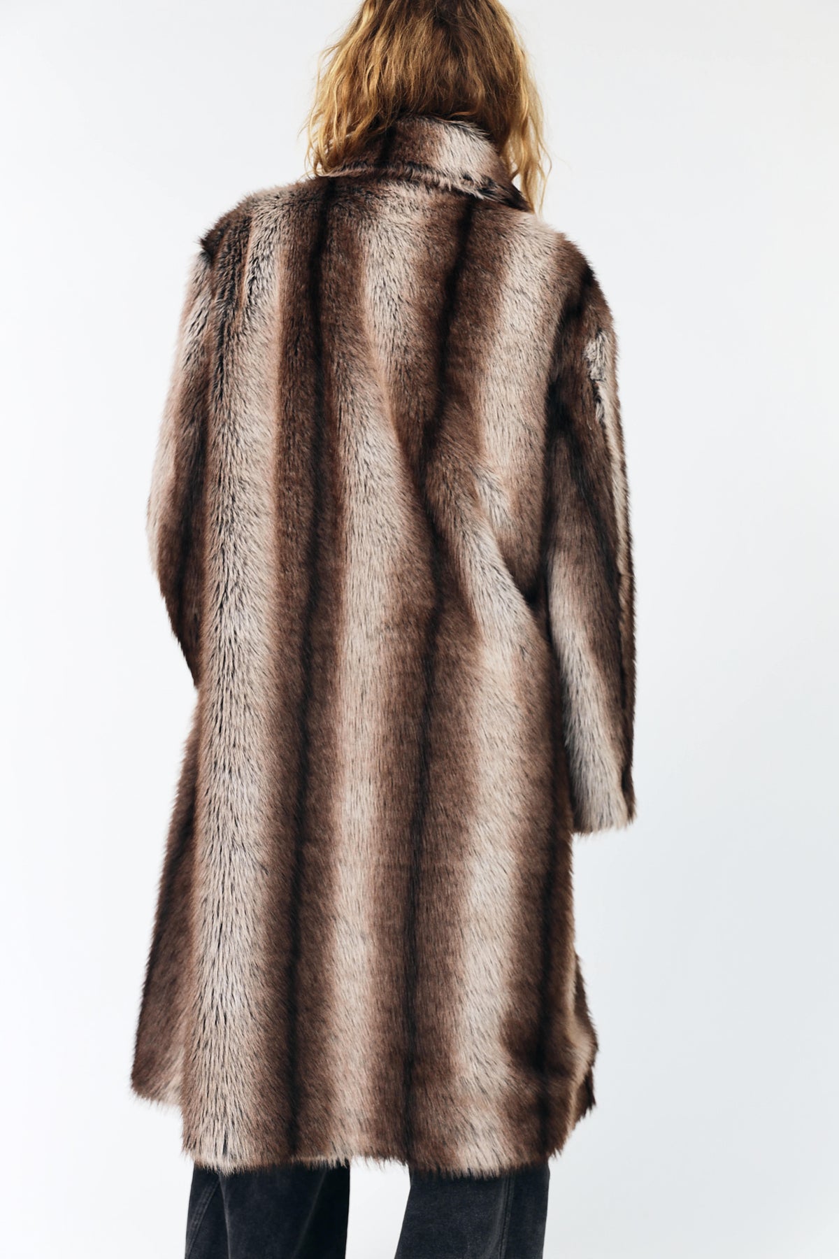 PetuniaLL Long Faux Fur Jacket - Brown