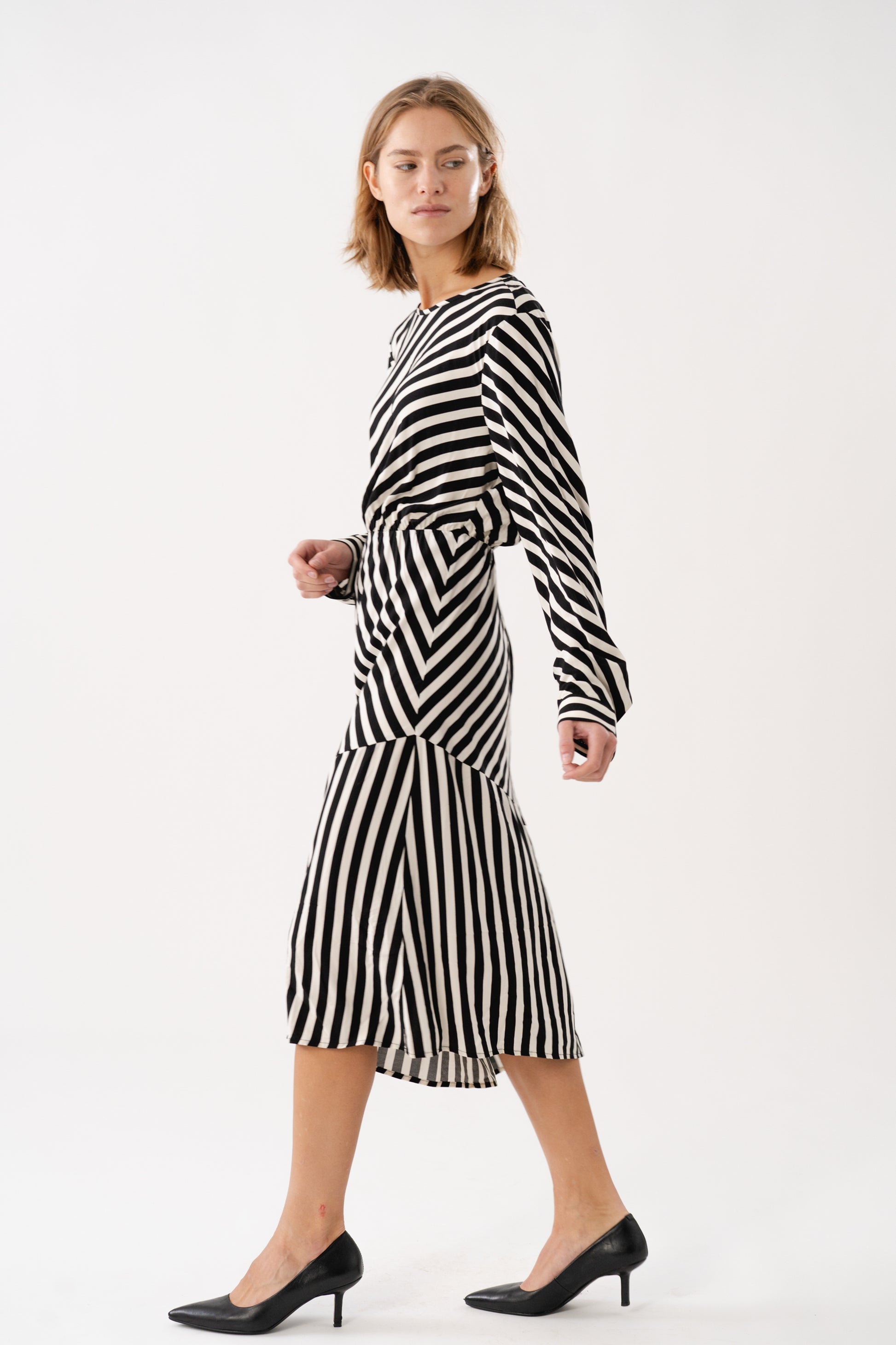 Lollys Laundry RigaLL Midi Dress LS Dress 80 Stripe