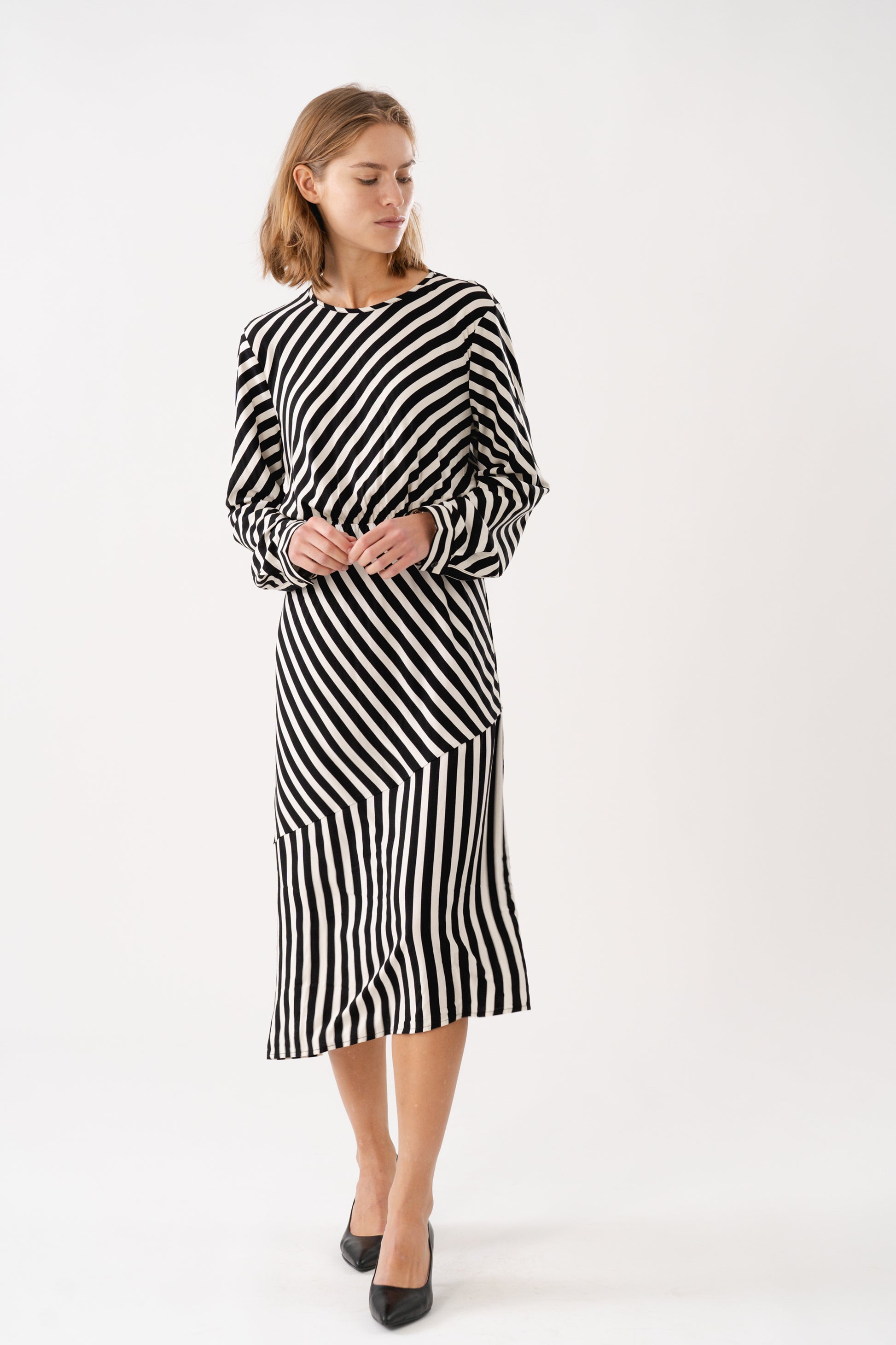 Lollys Laundry RigaLL Midi Dress LS Dress 80 Stripe