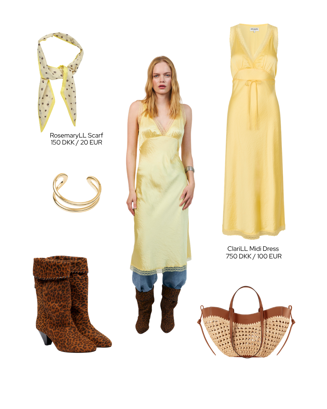 Soft yellow dress with styling