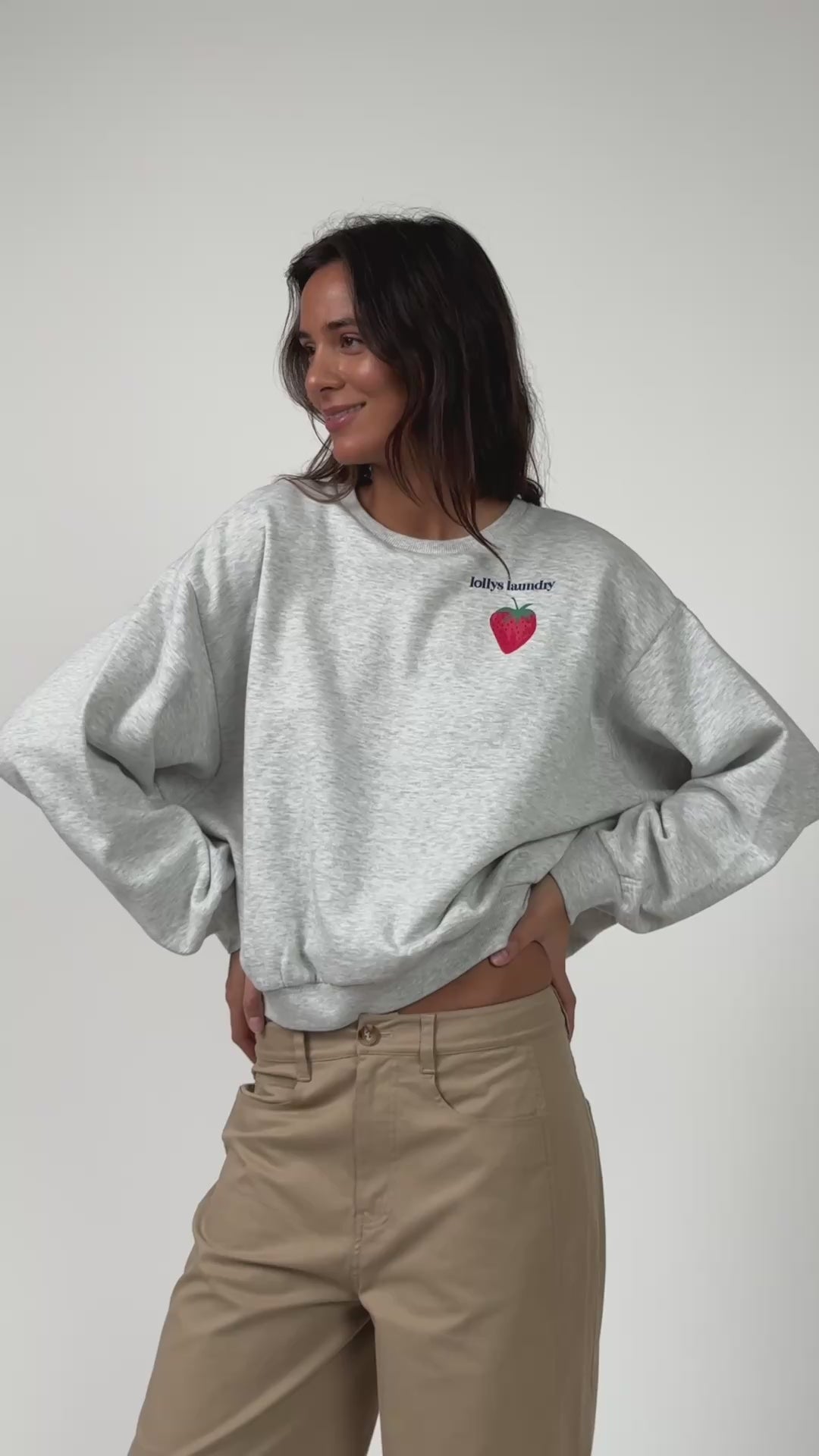 Lollys Laundry SydneyLL Strawberry Sweatshirt Sweatshirt 13 Light Grey Melange