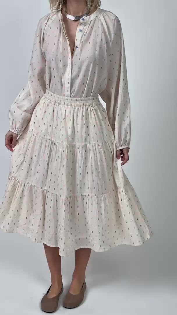 Lollys Laundry MorningLL Midi Skirt Skirt 02 Creme