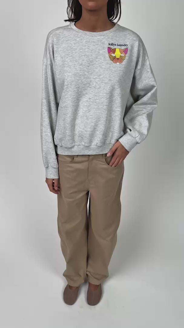 Lollys Laundry SydneyLL Cat Sweatshirt Sweatshirt 13 Light Grey Melange